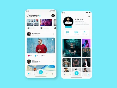 Social Media App UI adobe xd app design adobe xd templates alifemu free ui kit ios app ios template mobile app profile profile ui social media app social media ui kit ui ui design ui ux design