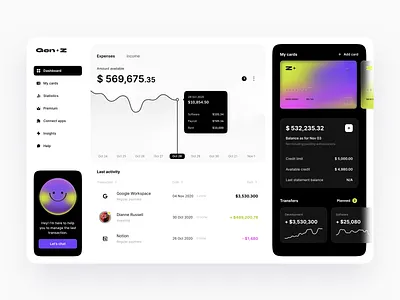 Fintech: Gen Z Neobank bank bank app bank card banking clean currency dashboad dashboard app finance finance app finance dashboard fintech fintech app gradient hbtat user interface uxui