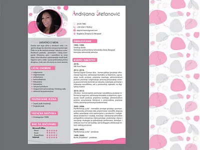 CV black colors computer concept cv design cv template education font gray languages lines page layout pink rectangle round work experience