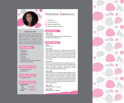 CV black colors computer concept cv design cv template education font gray languages lines page layout pink rectangle round work experience