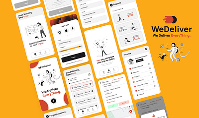Delivery Mobile App Design - Driver Version app application branding delicious delivery delivery app design illustration minimal mobile application mobile ui orange ui ux yellow