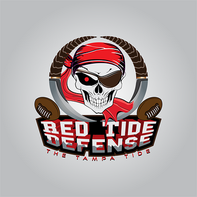 red tide defense 2 branding defense design football illustration logo pirate rugby skull vector