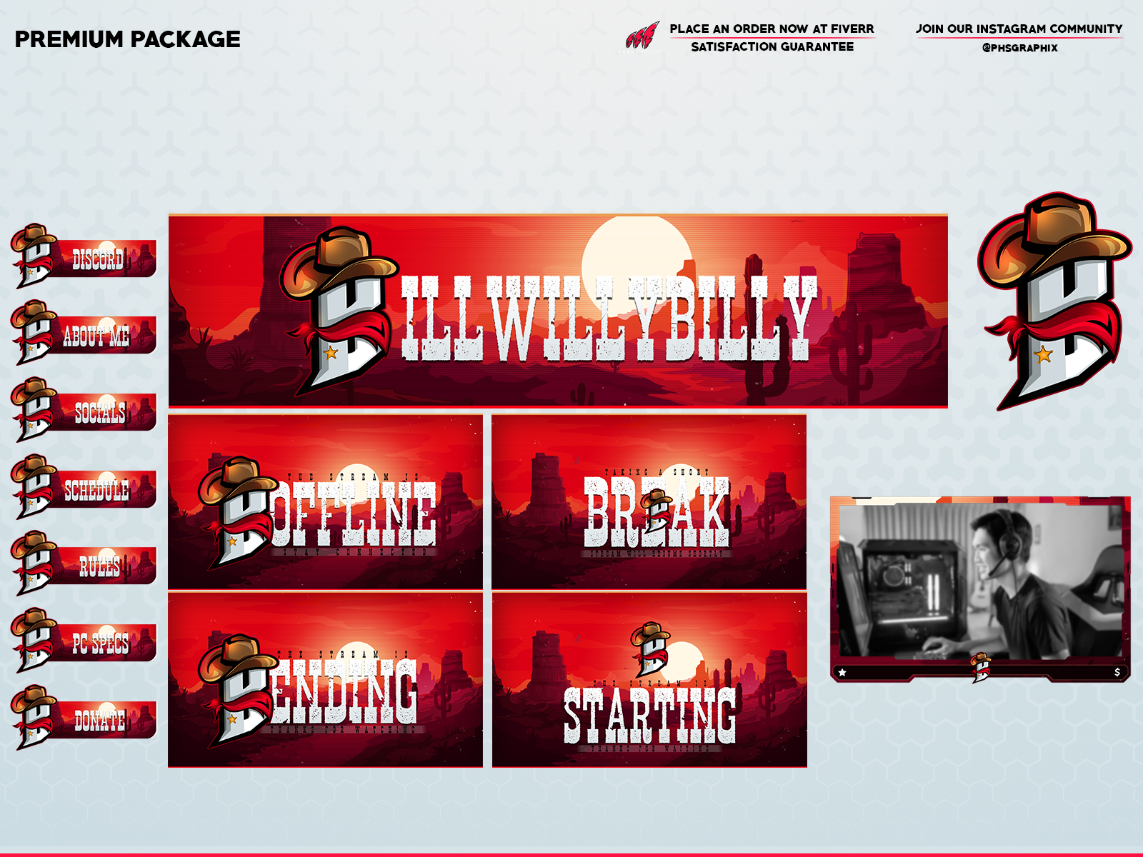 Cowboy B In A Full Twitch Overlay Setup By PhsGraphix On Dribbble