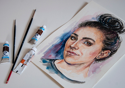 watercolor portrait from photo aquarelle girl hand painted illustration painting picture portrait watercolor