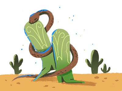 Sand in my shoes boots cactus character desert flat illustration green illustration sand snake