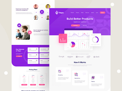 Hepo Saas Landing page business clean design landing page design modern design saas design theme uidesign uiux ux webdesign website