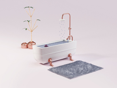 Relax & take a bath 🛀 💦 3d bath blender fur light material render scene simulation water