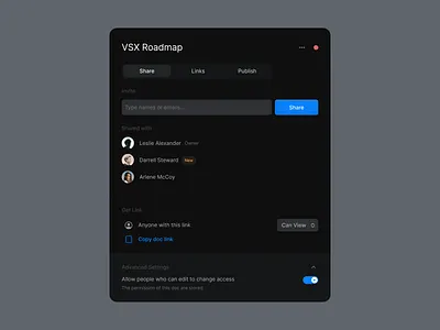 VSX: Share Modal design system modal modal box popover share visual system