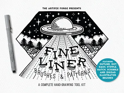 Fine Liner Brushes & Patterns brush brushes fine fineline fineliner hand drawn handdrawn illustrator ink liner outline outlines pen pens sketch stipple stippled tattoo vector zigzag