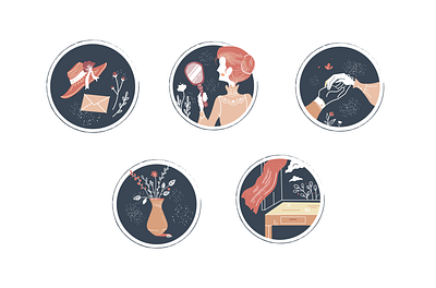 Vintage Romance Icon Set adobe illustrator design icon icon design icon set illustration romantic vector vintage