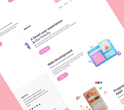 Syntrax - Services Page 3d blobs card clean ui design designtrends illustration landingpage services page sleekdesign ui uidesign uxdesign web webdesignagency