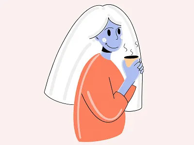 The White Haired Girl app app design application branding character character design clean coffee design fresh design graphic design illustration lines loose minimal relax simple style ui design white hair