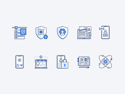 Security Icons ai branding data design ecommerce education flat gradient icon icon set illustraion security shield technology ui ui design vector video web