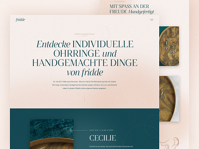 fridde | Handmade handmade Jewelry branding figma illustration landing page photo typography ui web webdesign website