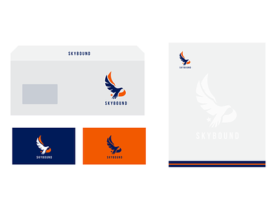 Skybound Stationary airlines bird branding design geometry illustration logo logomark logotype mark minimal shape stationary typography vector