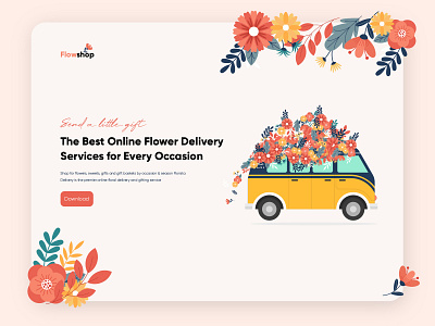 Flower Delivery app design floral flower delivery flower service flower van illustration ui ux web