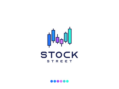 Stock Street - Logo concept alpha apple bitcoin brand identity branding branding agency candles color palette finance fintech index investment logo logomark market stocks tesla trading trading platform ui