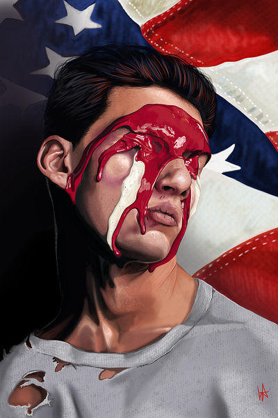 Red, White & Bruised digital art digital painting digital portrait illustration painting photoshop portrait portraiture realism realistic