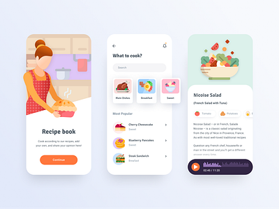 Food Recipe App app design design agency food illustration moken recipe ui ui design ux ux design