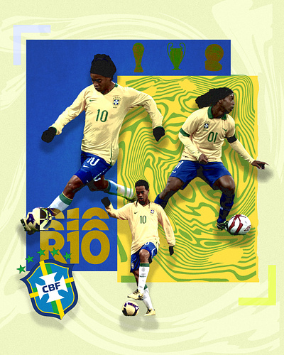 R10 brazil football football design grain poster ronaldinho soccer yellow