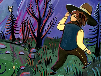 Little Muir's Night hand painted hiker hiking illustration kids art kids book kids books artist kids illustration nature nature art nature illustration picture book picture books yosemite