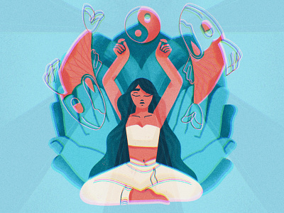 Pisces season asana fish girl meditation procreate spiritual yang yin yoga