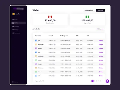 Exchange app app balance branding clean currency dashboard design desktop dollar dribbble exchange menu mobile money sidebar table ui user ux wallet