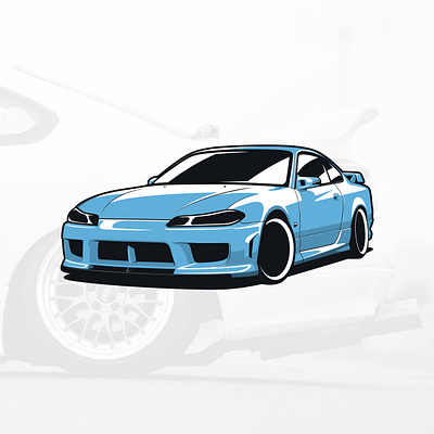 Nissan S15 spec r art artwork automobile car design drawing graphicdesign illustration logo vector