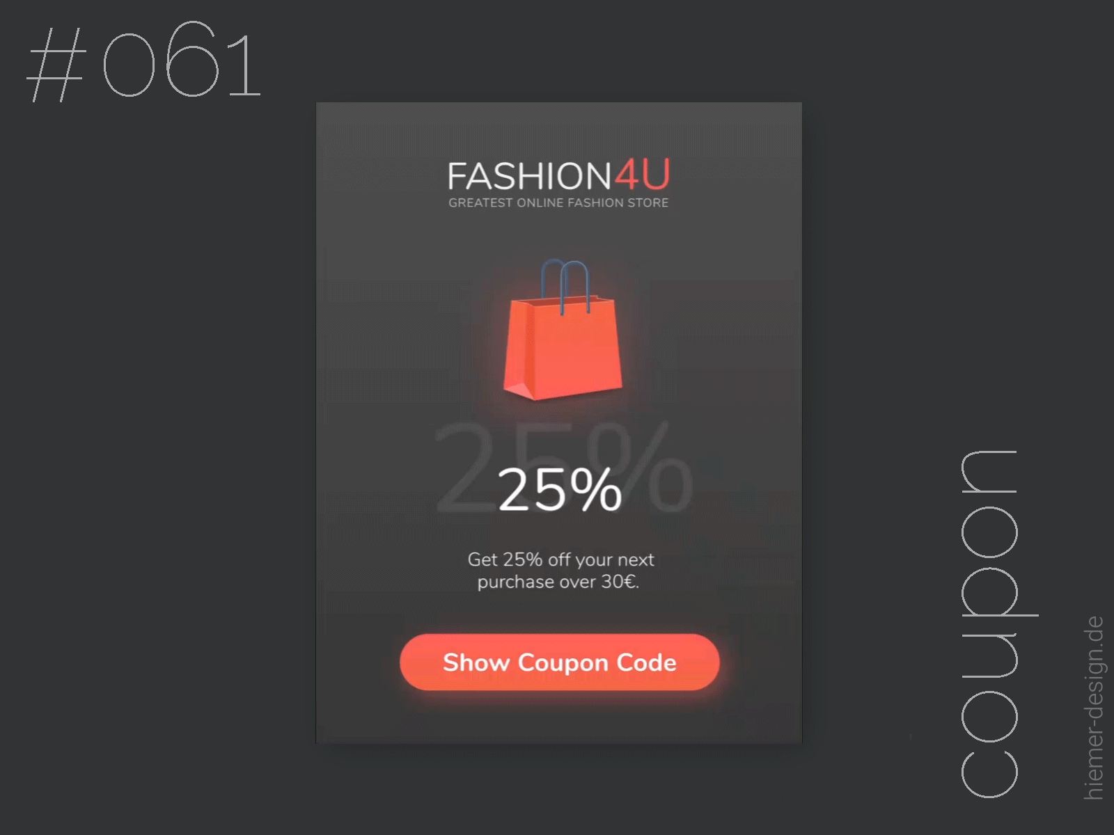DailyUI 061 animated animated gif coupon daily 100 challenge daily ui daily ui 061 dailyui dailyui061 dailyui61 dailyuichallenge e commerce gif illustration invision redeem coupon redeemer shopping shopping bag uidesign uidesigner