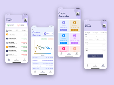 iOS App UI Cryptocurrency Concept branding cryptocurrency cryptocurrency app design cryptocurrency concept cryptocurrency concept app cryptocurrency ios app design flat ios app ios app ui minimal ux ux ui design vector