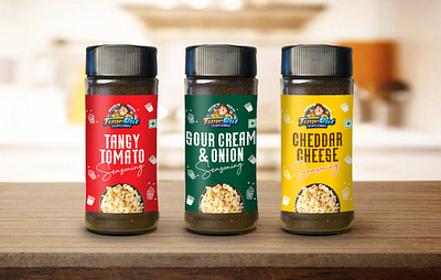 Popcorn Seasoning Lable branding design design graphicdesign mockups package design photoshop