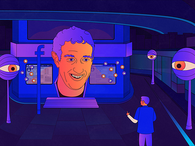 Zuckerberg is evil character editorial editorial art editorial illustration evil facebook gradient illustration monopoly zuckerberg