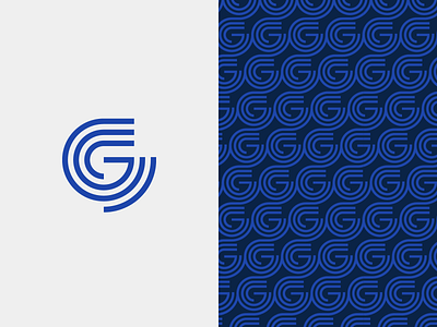 Recent G logo & pattern blue branding geometric graphic graphic design idenity identity inline logo pattern repeating stripes vector