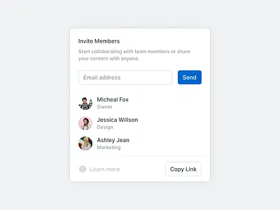 Modals 24px avatars clean design designer email iconography interface invite invite members members minimal modal projects share ui