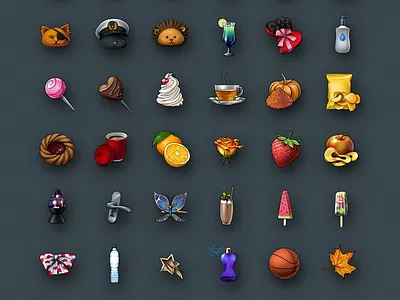 Realistic icons for game "Mosaique Neko Waifus 2" Hentai puzzle, color colorful design flirt game hentai icon iconic lazur neko pietek piętek puzzle realistic tomasz tomasz pietek tomek ui waifus