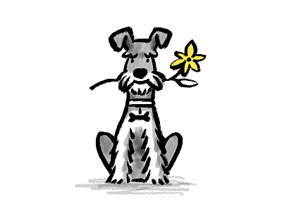Jakkals character dog flower fresco hand drawn illustration pet sketch spot illustration woof