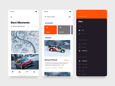 Rally News app ios minimal red simple simple clean interface sport ui voit white xandovoit