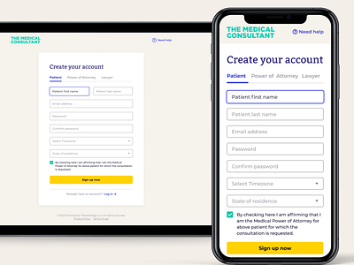 Sign up - Responsive design create account design medical medical app mobile ui responsive app responsive design sign up sign up form sign up screen sign up ui tablet design