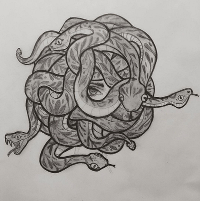 Medusa characterdesign girl illustration medusa traditional art