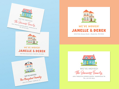 We've Moved! - Announcement Postcards announcement bright clean colorful family home house invitation design mail minimal moving new home pastel postcard design postcards