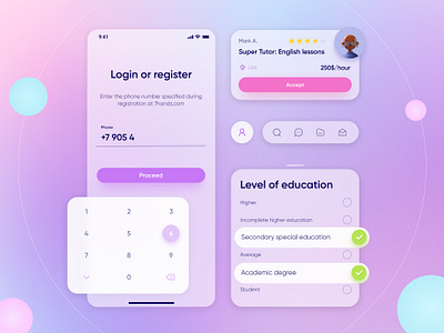 Personnel search application app app design application colors design glassmorphism mobile mobile app typography ui ui kit
