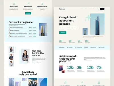 Real estate website design - Reaset. figma design landing page one page design product design real estate real estate websitr uihut uiux design web design website design