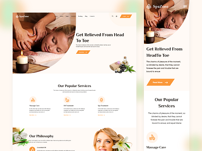 SpaZone - Spa & Beauty Landing Page beauty cosmetic interface landing page makeup massage parlours minimal responsive responsive design salons spa treatment ui ux web website website design wordpress yoga