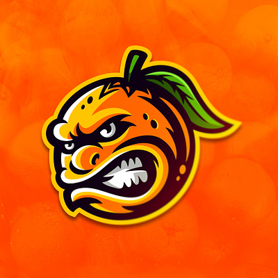 Angry Orange 2d 2d character angry dmitry krino evil face fruit mascot mascotlogo orange sport logo teeth