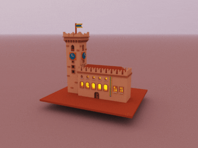 Palazzo Pretorio & Torre Civica (Trento) 3d 3d art city icon illustration illustrator tourism voxel