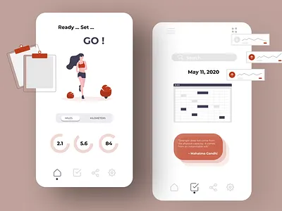 Miles Tracker design figma fit fitness gym health illustration mobile mobile app photoshop tracking web website white