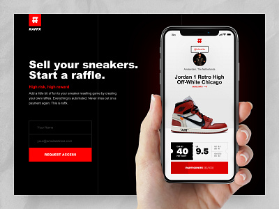 RAFFX coming soon landing coming soon landingpage marketplace minimal platform reseller sneaker