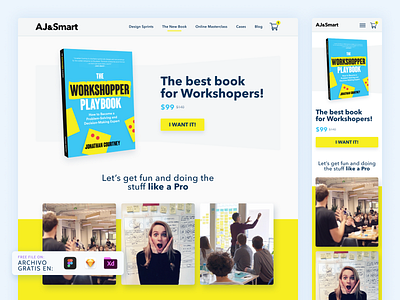 Landing Page Design - AJ Smart Book - Freebie Mockup adobexd figma free mockup freebie mockups prototype sketchapp tools ui uidesign ux uxdesign uxui web design