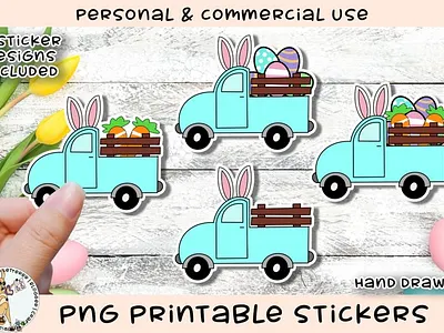 Easter Truck Sticker Designs graphic hand lettered illustraion ipad procreate sticker