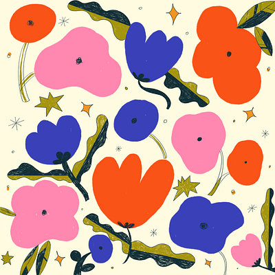 Floral doodles floral flower illustration pattern procreate